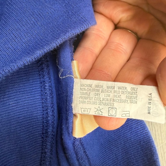 Vtg L.L.Bean Blue Long Sleeve Mock Neck Shirt Womens XL (18-20) 100% Cotton USA - Picture 8 of 14